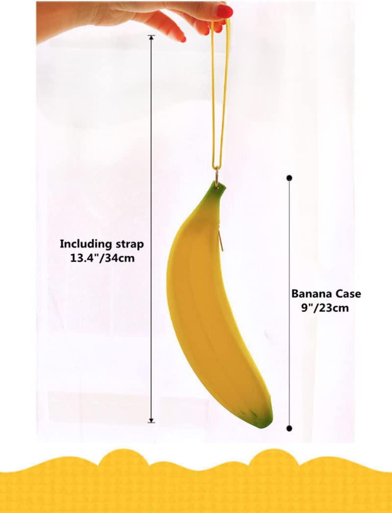 Cafurty Big Capacity Banana Shape Purse Pen Bag Pencil Case Cute Silicone Bag Coin Bag Key Pouch - Yellow - Image 2